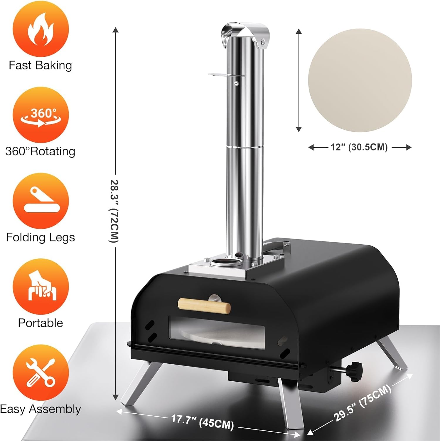 Outdoor Wood-Fired Portable Pizza Oven